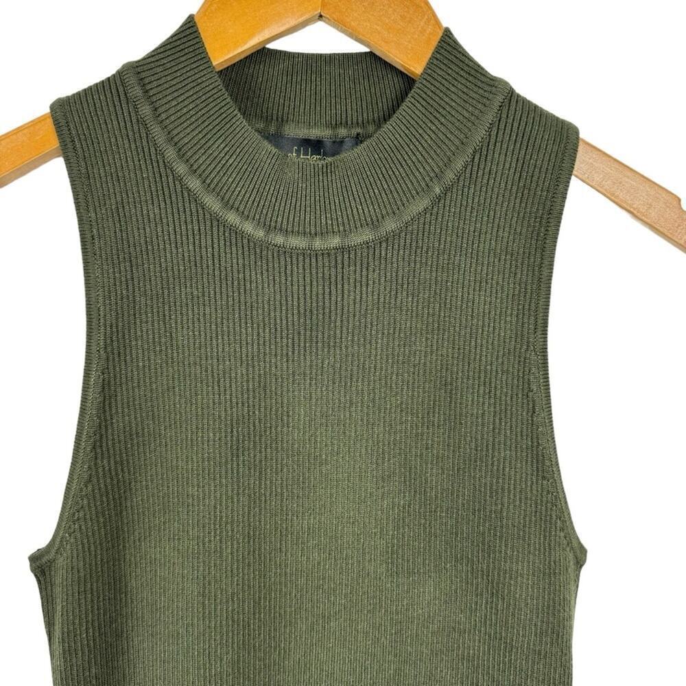 House of Harlow 1960 Sleeveless Mock Neck Ribbed Midi Dress Forest Green Small - Picture 4 of 16
